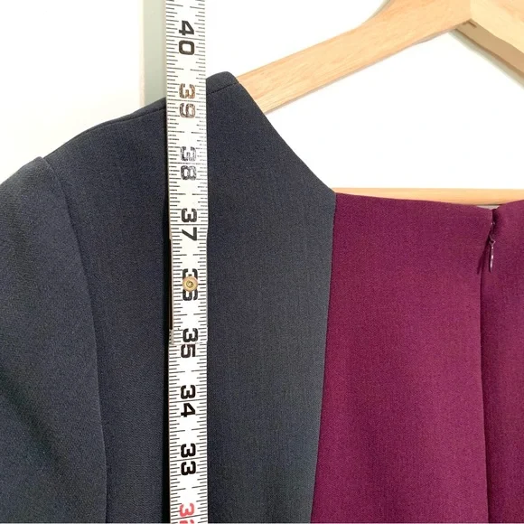 Tahari Arthur S. Levine Color Block Dress Cap Sleeve Square Neckline Size 14 - Picture 4 of 9